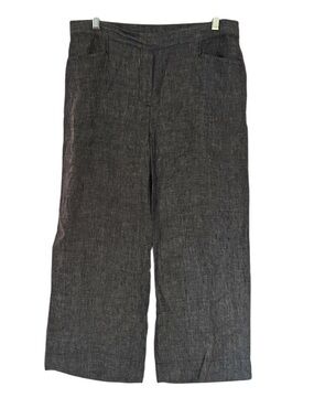 J. Jill Linen Pants Size Medium Black Chambray Wide Leg High Rise